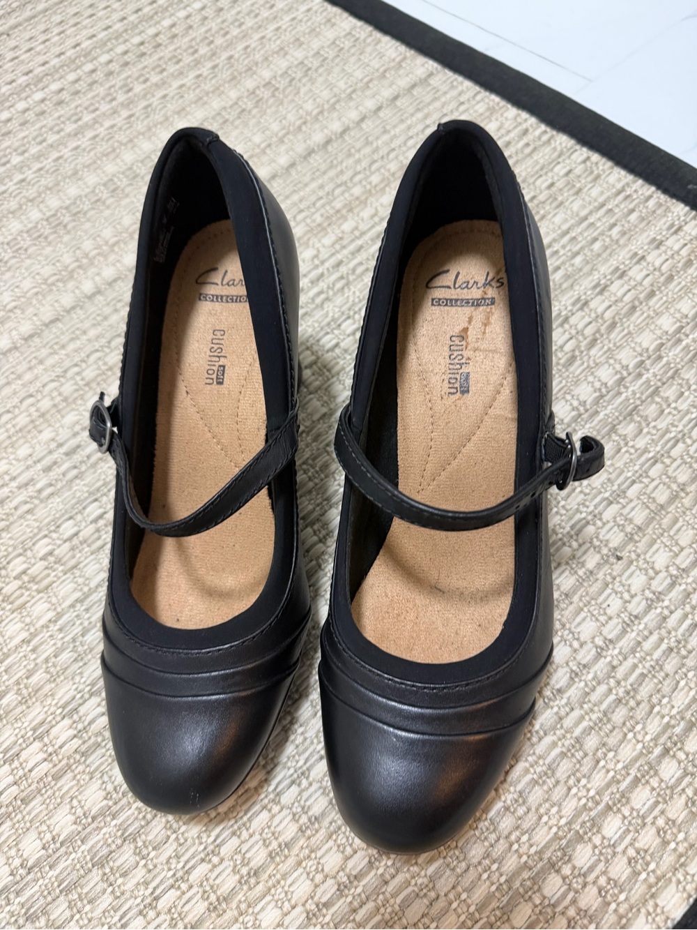 Clarks Black Mary Jane Cushioned Heels